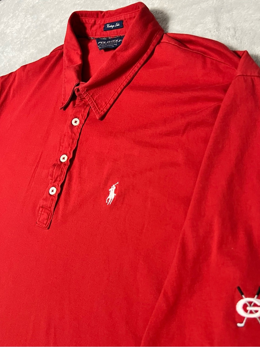 Polo Golf Ralph Lauren Red Long-Sleeve Polo Shirt with Embroidered Pony UGA Golf